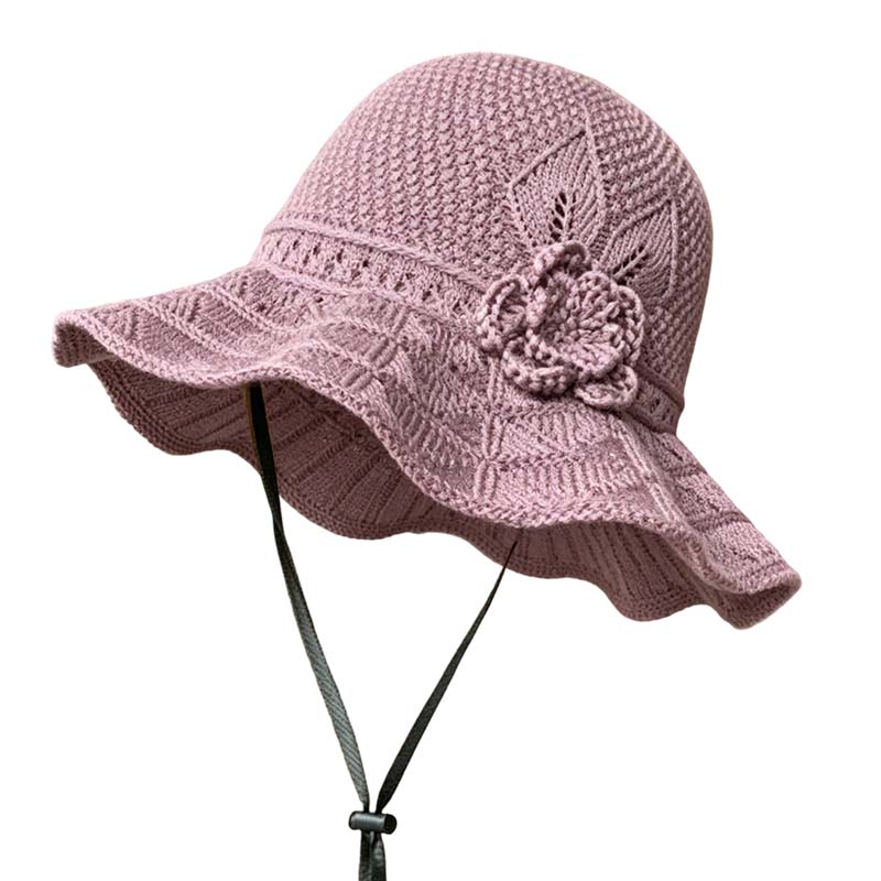 🔥Women's Crochet Bucket Hat with Flower Accent