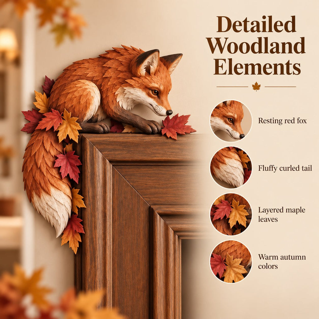 🎉Autumn Fox & Maple Leaves Door Frame Corner Decor