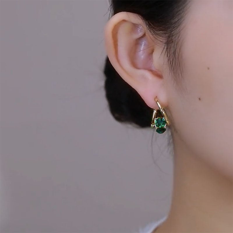 Fashion Green Crystal Earrings