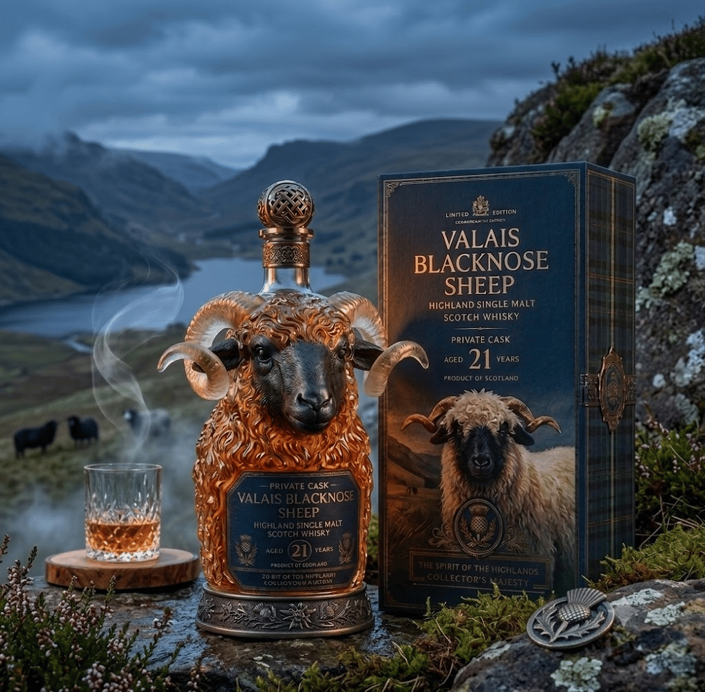 Valais Blacknose Sheep 21-Year-Old Private Cask: Highland Single Malt Scotch Whisky, Limited Edition Collector's Bottle & Gift Box