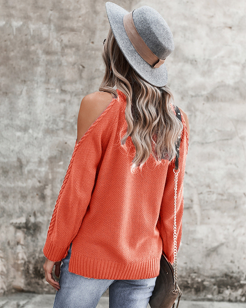 Off-the-shoulder Sweater Thick Needle Top