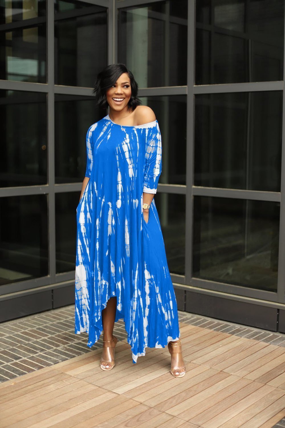 🔥💃Loose Graffiti Tie-Dye Pocket Midi Dress