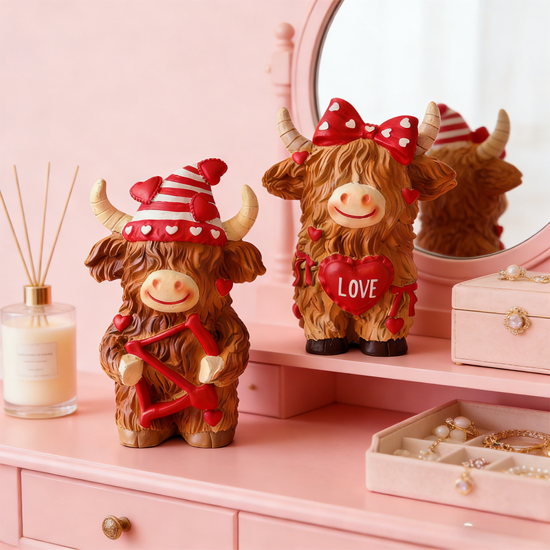 🔥Hot Sale Offers-Valentine's Day Highland Cow Couple Figurines