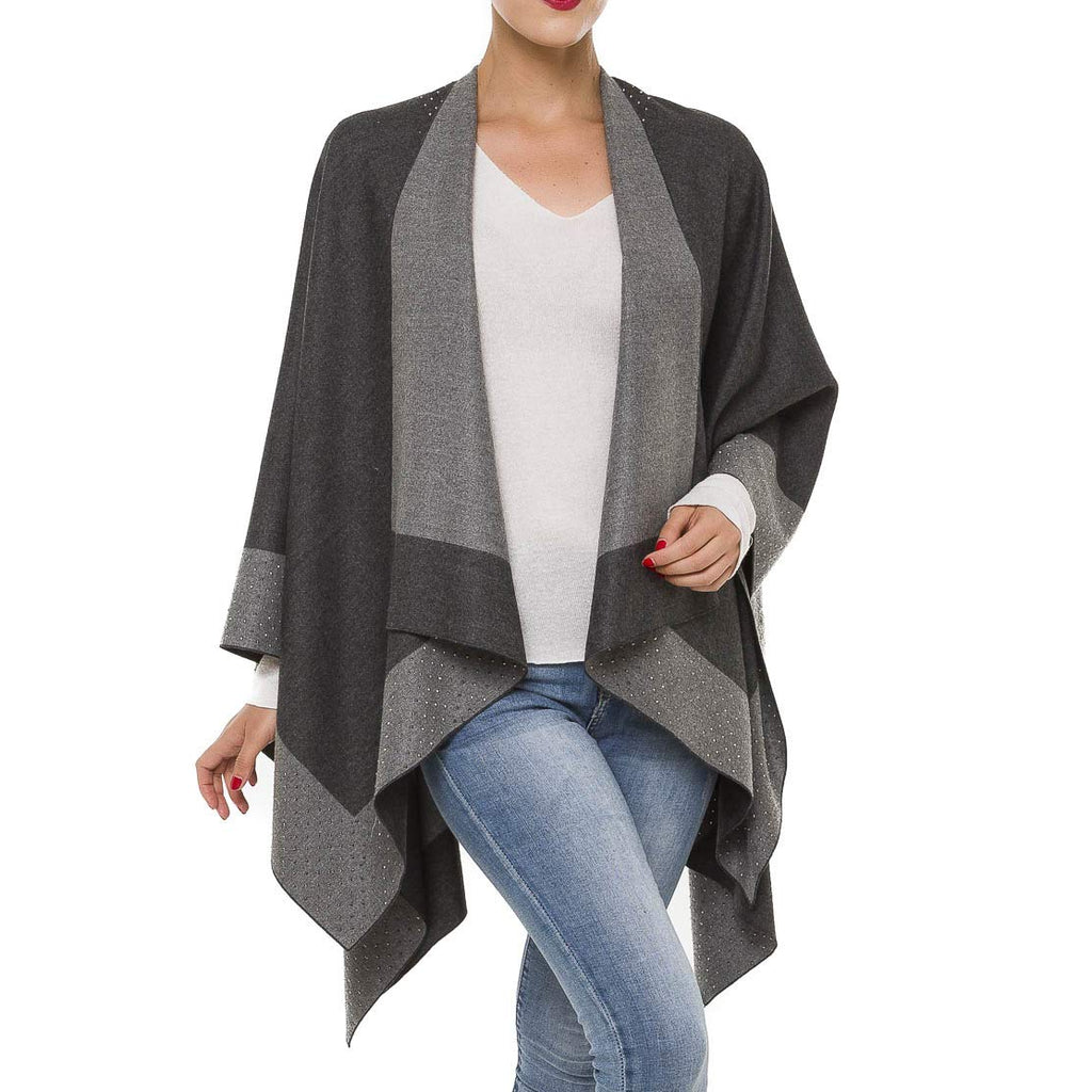 Women's Shawl Wrap Poncho Ruana Cape Cardigan Sweater Open Front