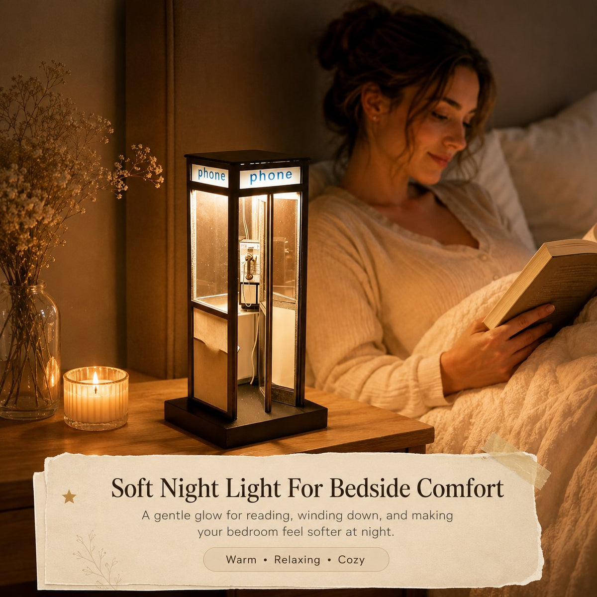☎️Retro-Style Telephone Booth Decorative Lamp - Bedroom Bedside Creative Night Light