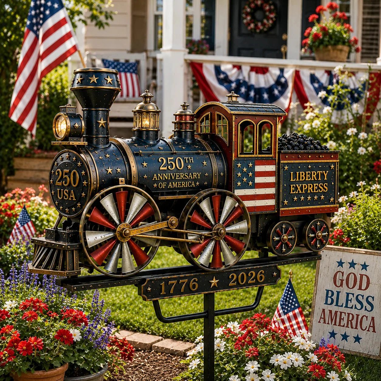 🔥🔥🚂USA 250 “Liberty Express” Train Garden Wind Spinner