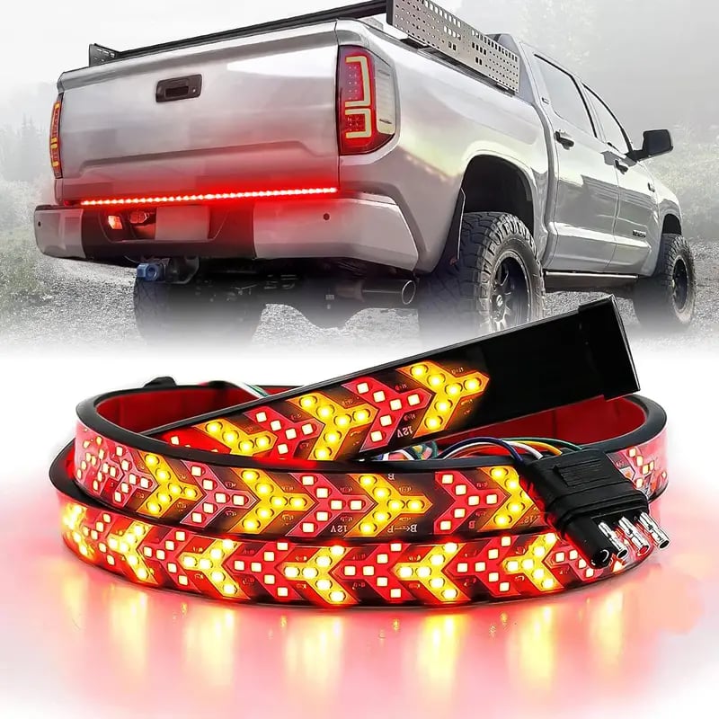 Upgraded Truck Tailgate Light Bar Strip  LED Bar with Red Running Brake Sequential Turn Signals Strobe Lighting White Reverse