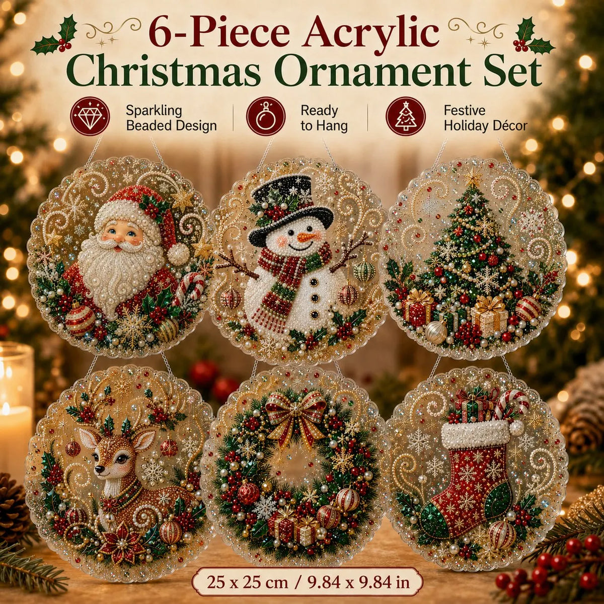 🔥HOT SALE🔥🎅 Acrylic Christmas Diamond Ornament Kit — Create a Sparkling Holiday Decoration! ✨