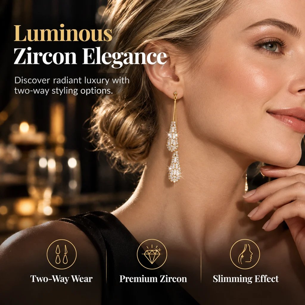 ✨Elegant Zircon Two-Way Teardrop Tassel Earrings for Women💖