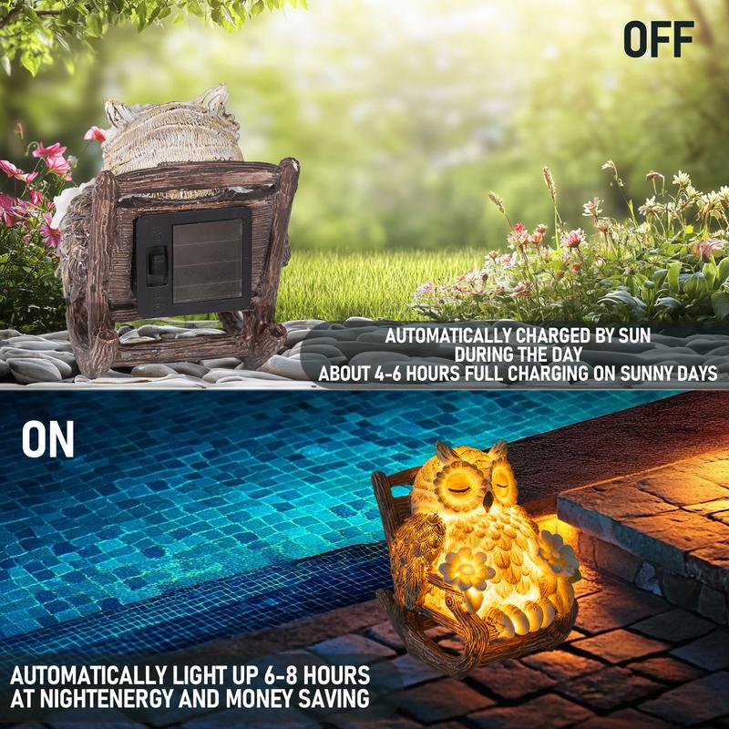 Solar-Powered Owl Statue on Chair✨ Cute LED Owl Figure