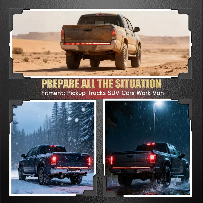 Upgraded Truck Tailgate Light Bar Strip  LED Bar with Red Running Brake Sequential Turn Signals Strobe Lighting White Reverse