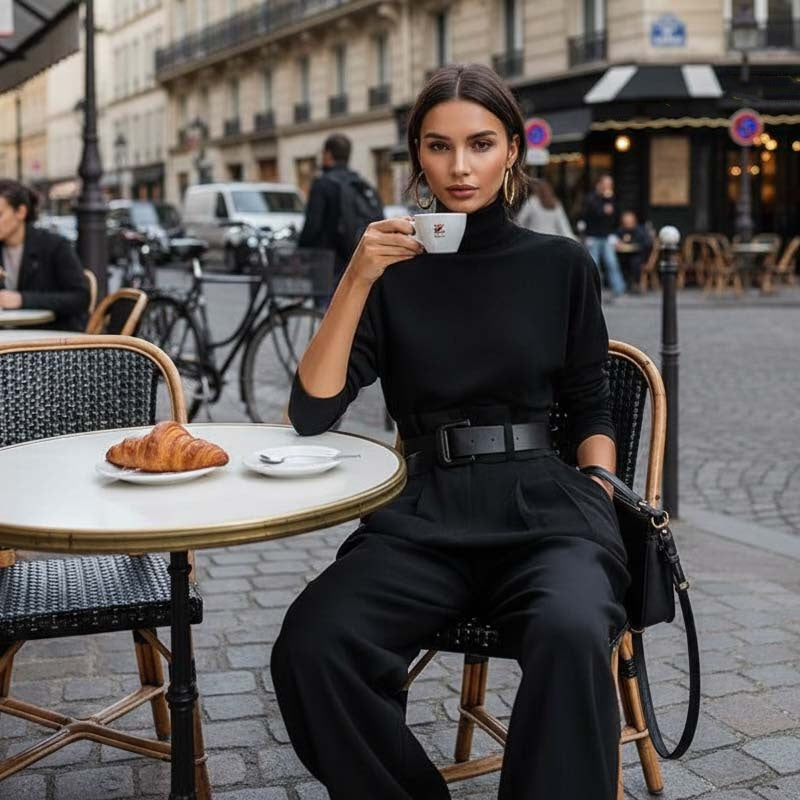 ⏰Women’s Elegant Turtleneck Top & High-Waist Pants Set 👚👖