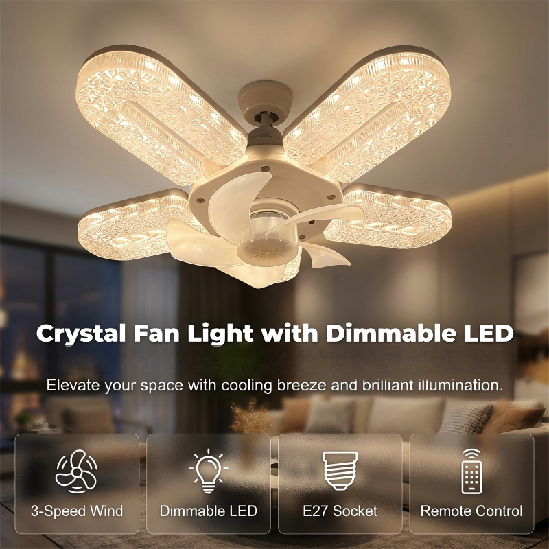 Keeping You Cool And Sparkling   Crystal-Effect LED 5-Blade LED Fan Light