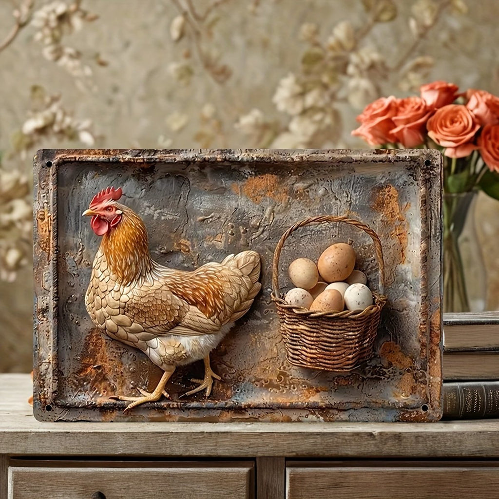 🔥Vintage Chicken & Fresh Eggs Metal Sign