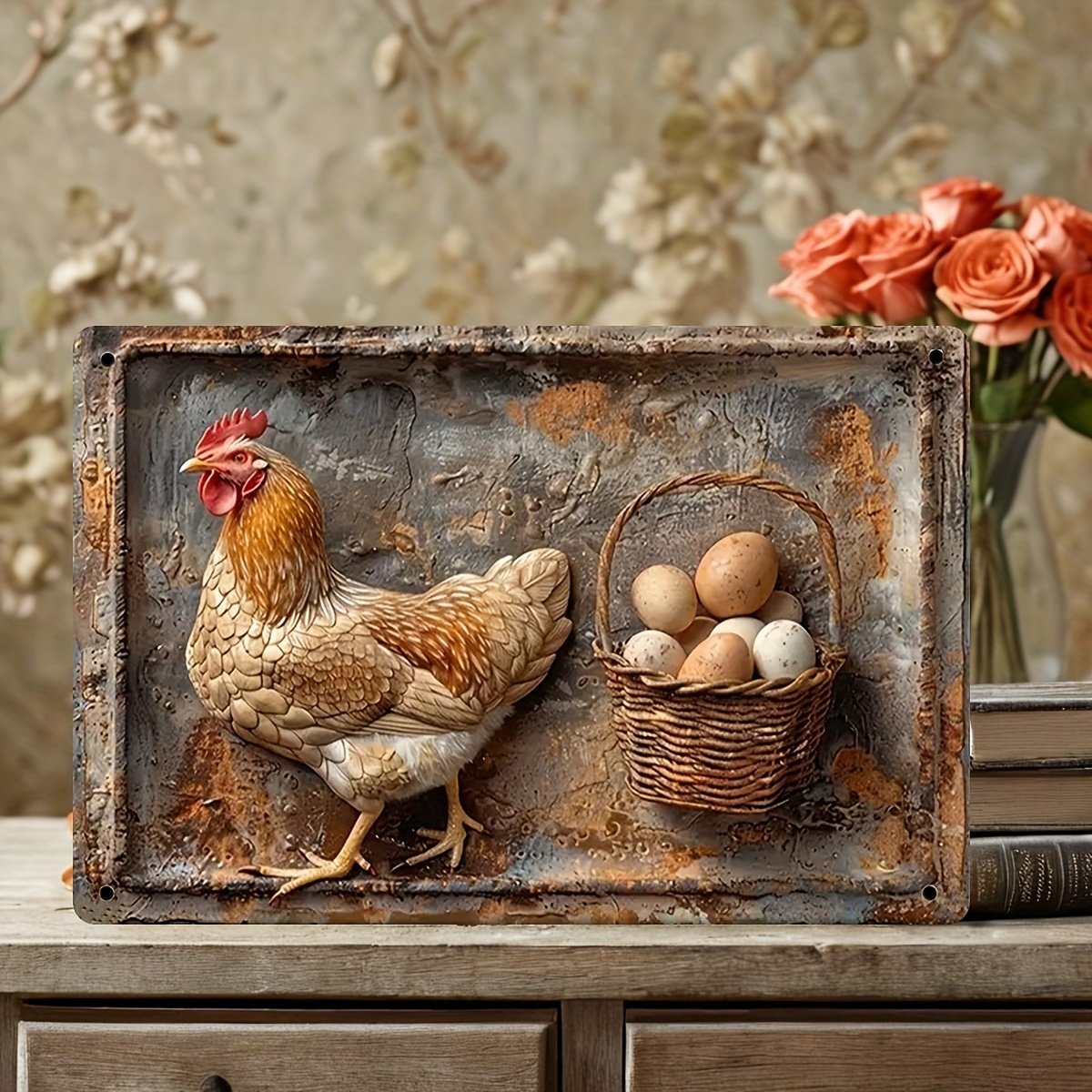 🔥Vintage Chicken & Fresh Eggs Metal Sign