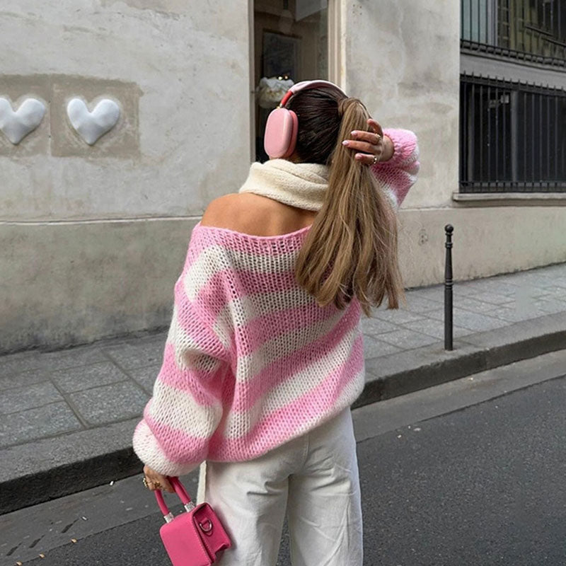 🍂Women's Casual Loose Striped Oversized Sweater