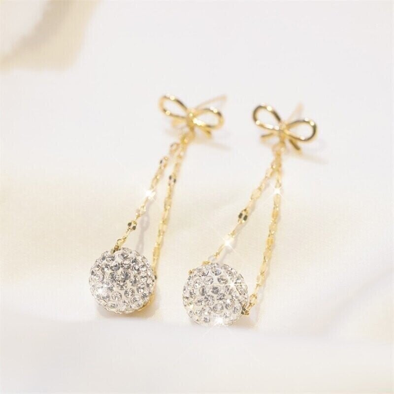 Bow Diamond Ball Earrings
