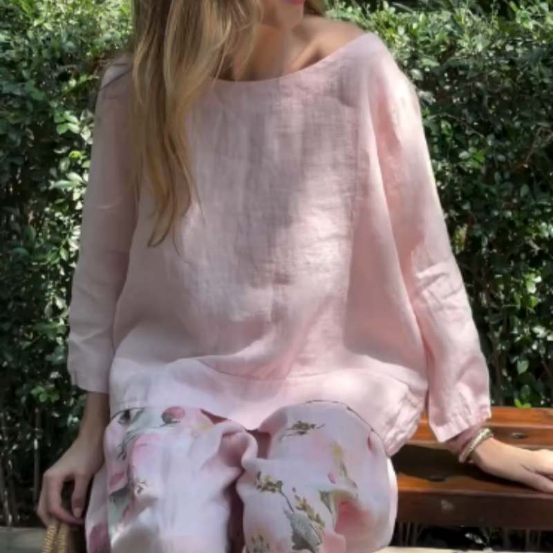 🌸 Solid Tops & Floral Wide-Leg Pants (2-Piece Set)
