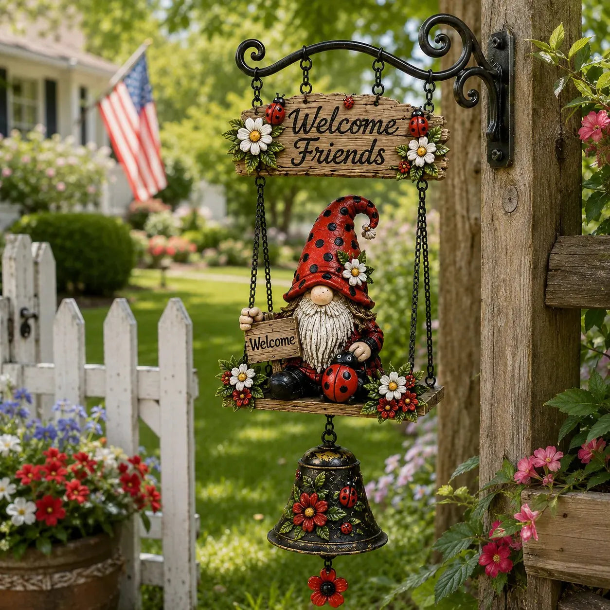 🔥Rustic Garden Gnome Bell Outdoor Decor 🐞🌼