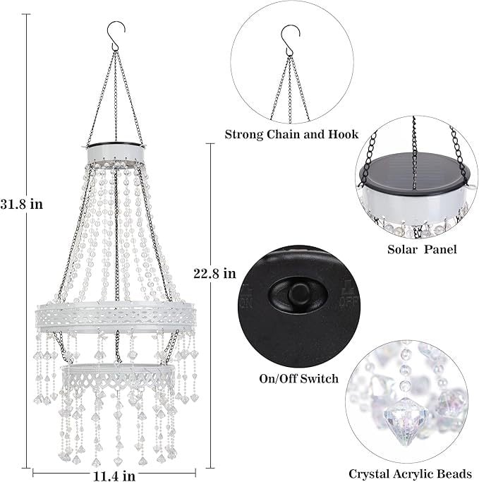 🔥Limited-Edition Solar Hanging Acrylic Crystal Chandelier Outdoor Garden Decorative Lights👍