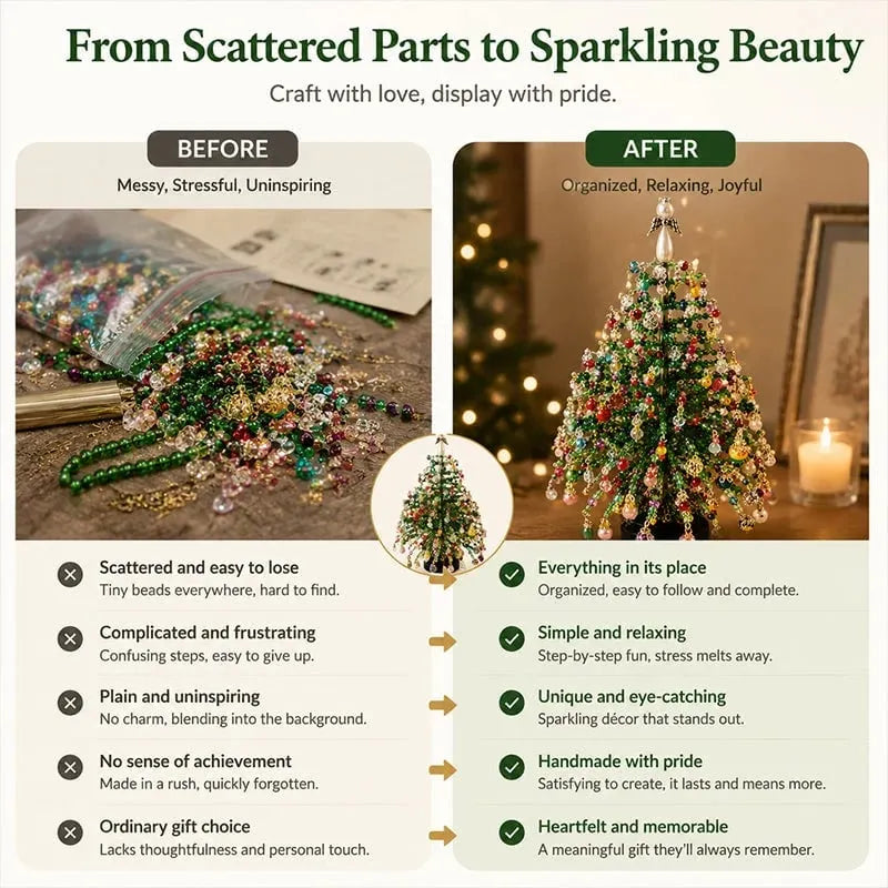 🎄 DIY Beaded Christmas Tree Kit – 🎅Create Your Own Sparkling Holiday Decoration