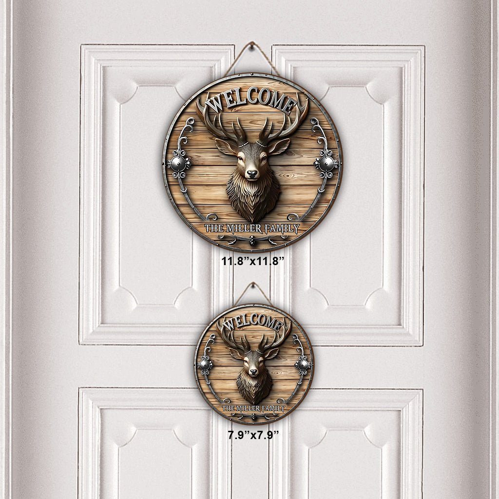 Retro Elk Welcome Sign-Artificial Wooden Wall-Hung Plaque With Rural Theme