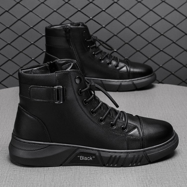 🎁 Christmas Hot Sale🎁Men's Black Casual Versatile Genuine Leather Ankle Boots