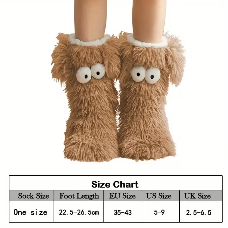 Fluffy Dog-Ear Plush Slippers Socks