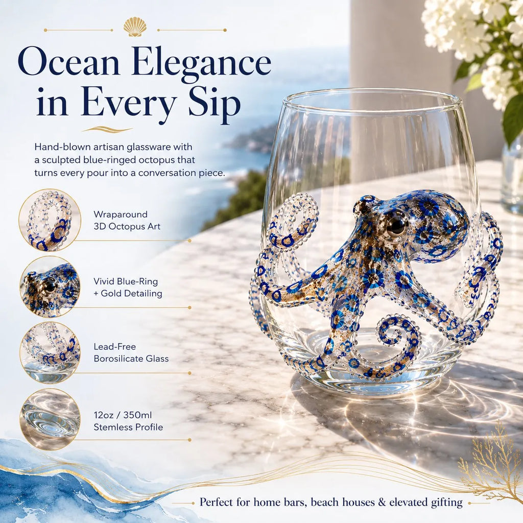 🌊 3D Ocean Animal Artisan Glassware Collection | For Fresher Sips, Sunlight-Catching Details, Coastal Elegance & Elevated Home Bar Vibes ✨