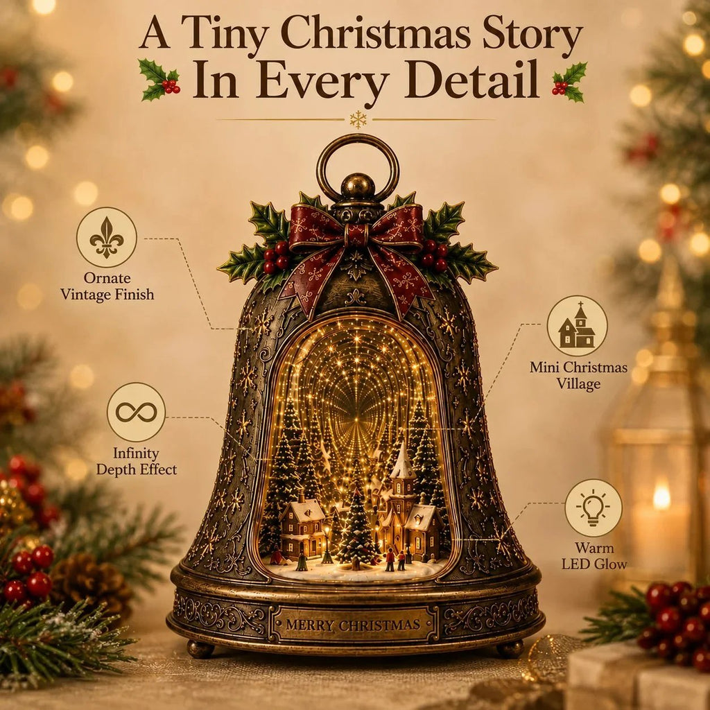 🎉🎄 Christmas Village Infinity Bell – Lighted 3D Holiday Decor