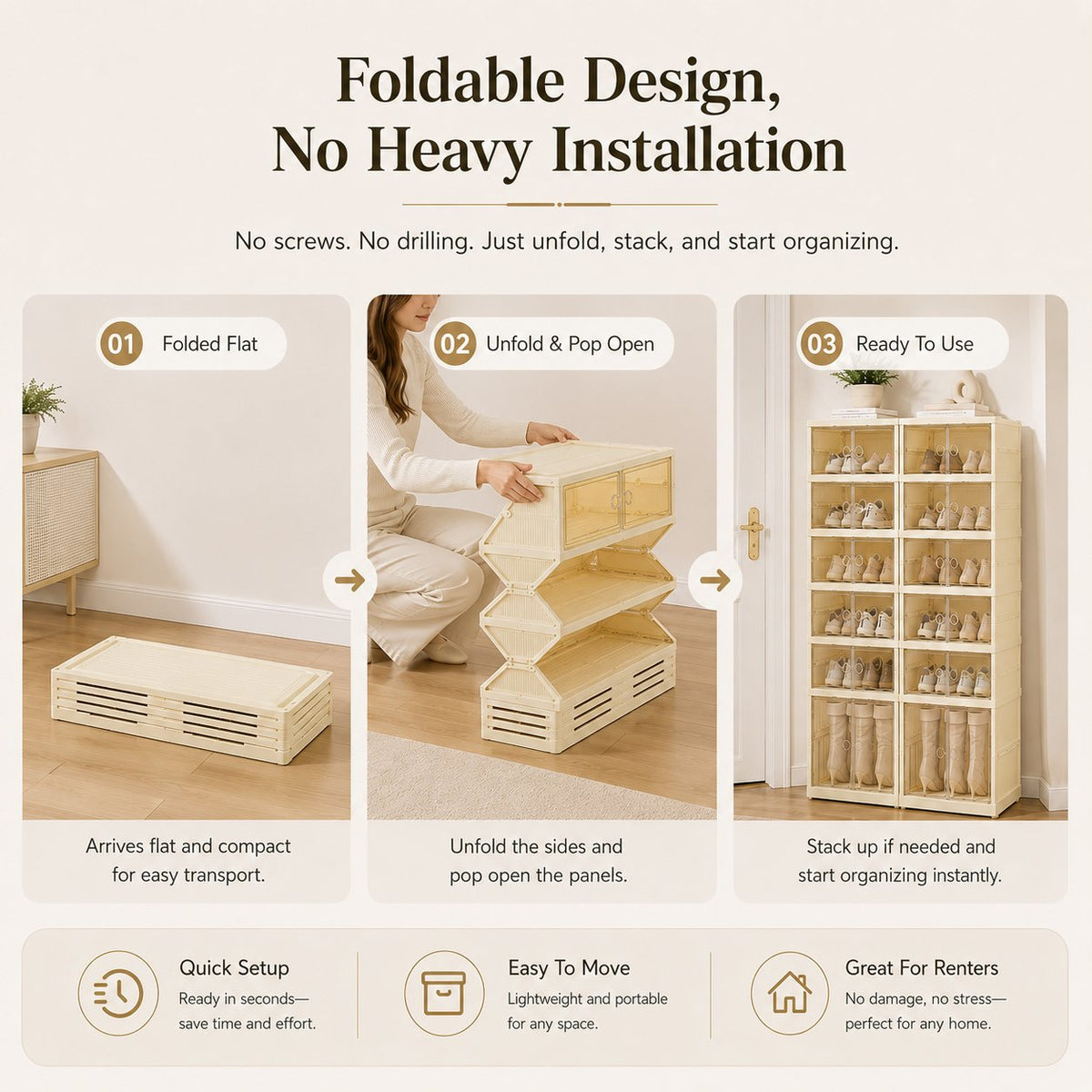 👟 Foldable Shoe Storage Cabinet