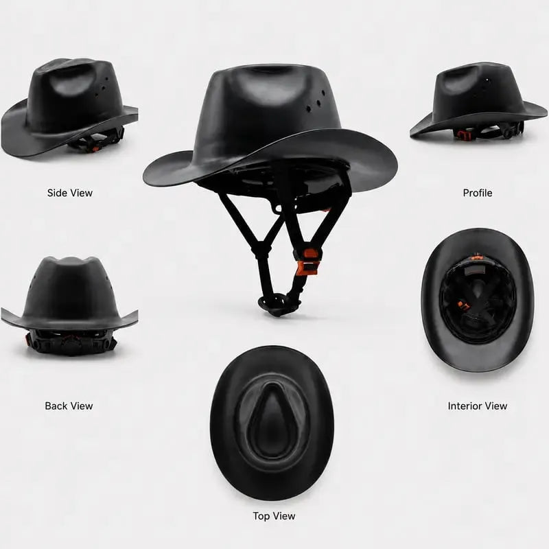 Western Cowboy Hard Hat, Vented Wide Brim Safety Helmet for Construction & Ranch Workers