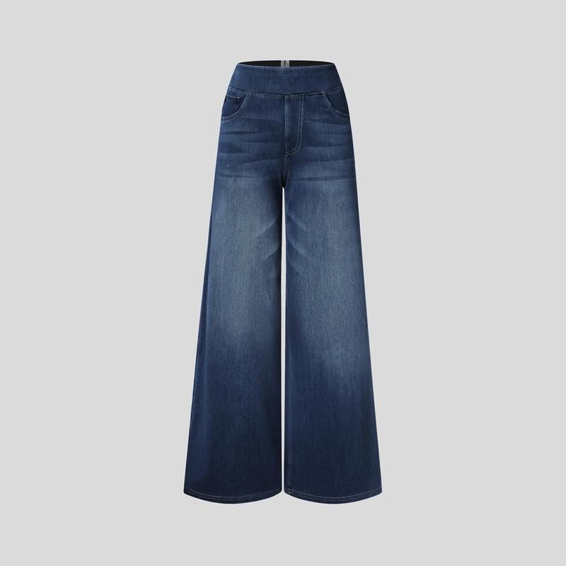 🏆High Waist Comfy Stretch Knit Wide Leg Jeans with Multiple Pockets