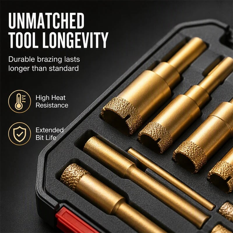 🎉⏳🔥⏰12-Piece Dry Diamond Tile Hole Saw Kit (6-35mm)