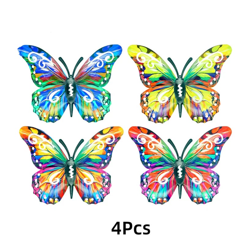 🔥4Pcs Butterfly Metal Wall Decor,Outdoor Hanging Wall Art Sculptures Decoration