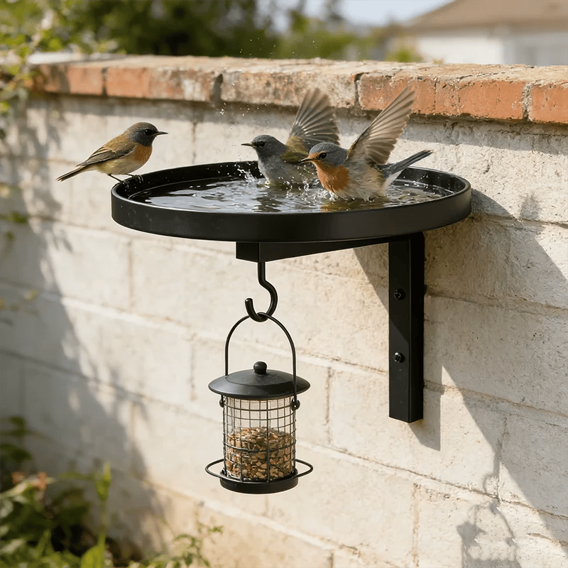 Wall-Mounted Metal Bird Bath – Antique Bronze Finish 🐦