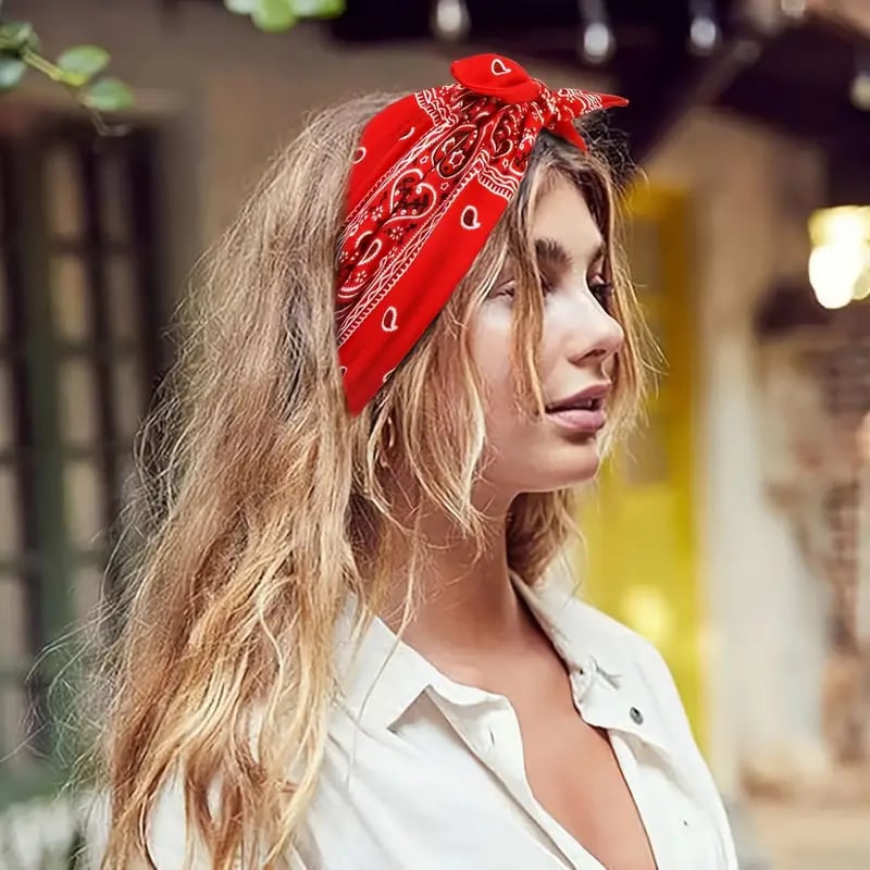 Wide headband with Boho Paisley print