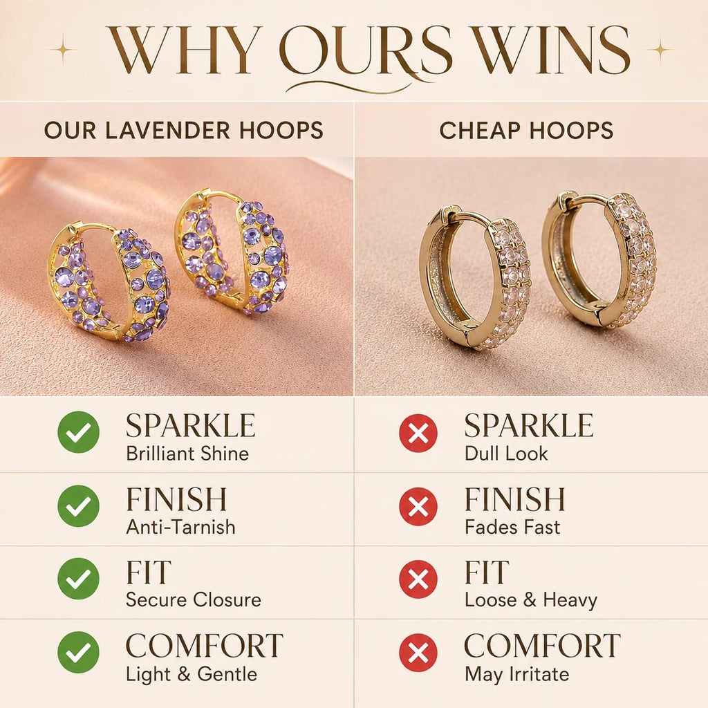 🔥HOT SALE🔥💜 Sparkling Light Purple Zircon Huggie Hoop Earrings