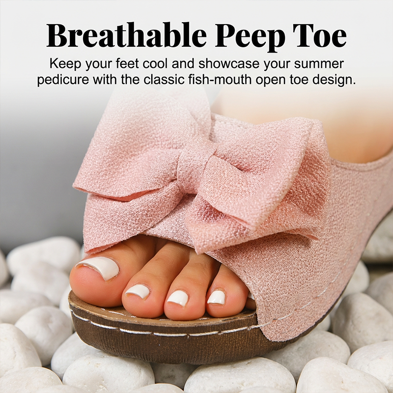 🔥Women's Bowknot Peep-Toe Wedge Sandals