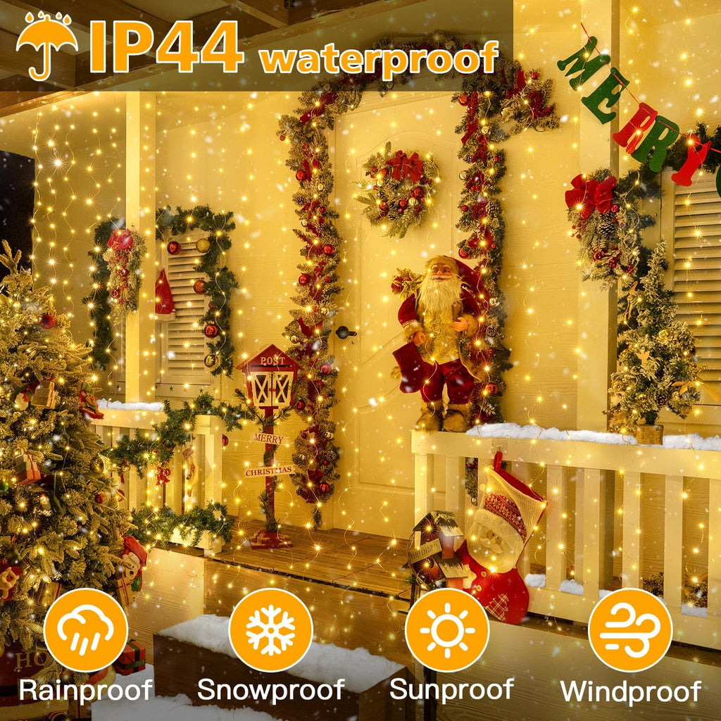 ✨Curtain Lights Indoor Outdoo — 🎄Christmas Window Fairy LightsWaterfall Hanging String Light✨✨