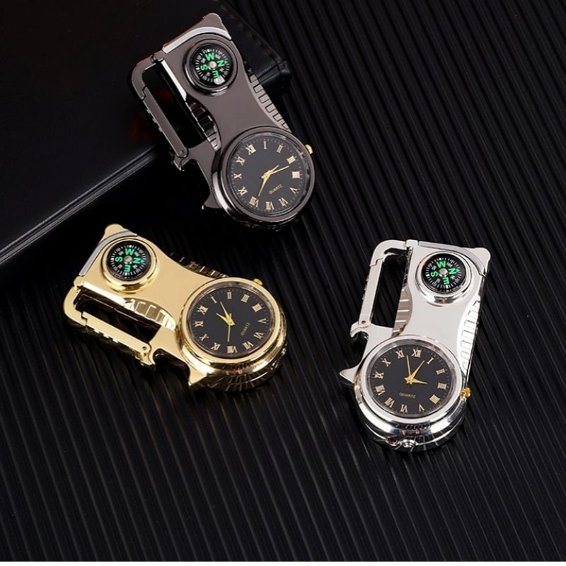 🔥HOT SALE🔥Multifunctional lighter with watch🔥 — — Watch/compass/keychain/bottle opener/cool lamp in one