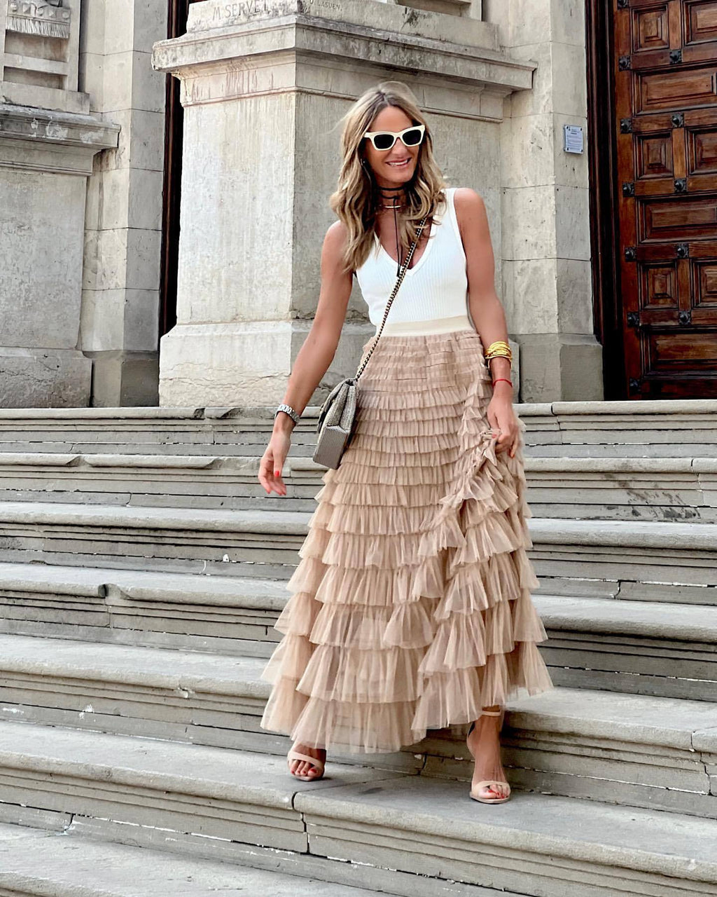 Women's Multi-Layered Tulle Midi Skirt