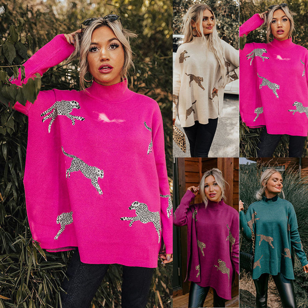 ⏳Casual Retro Tiger and Leopard Print Long-sleeved Top