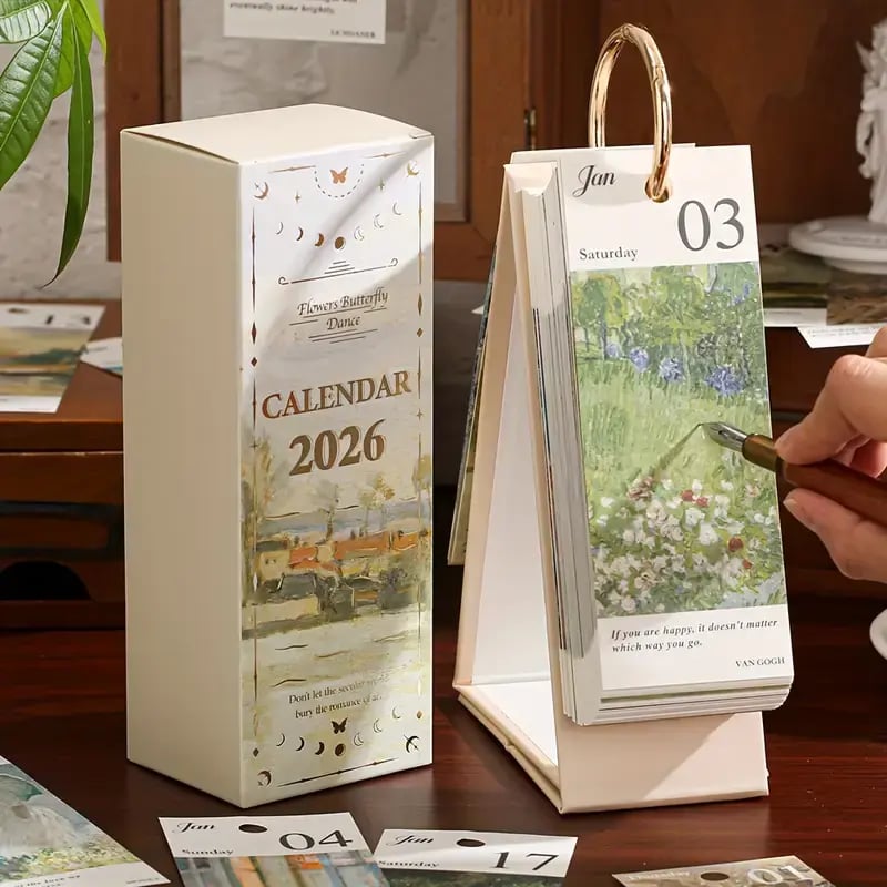 European Style Oil Painting Flip Calendar