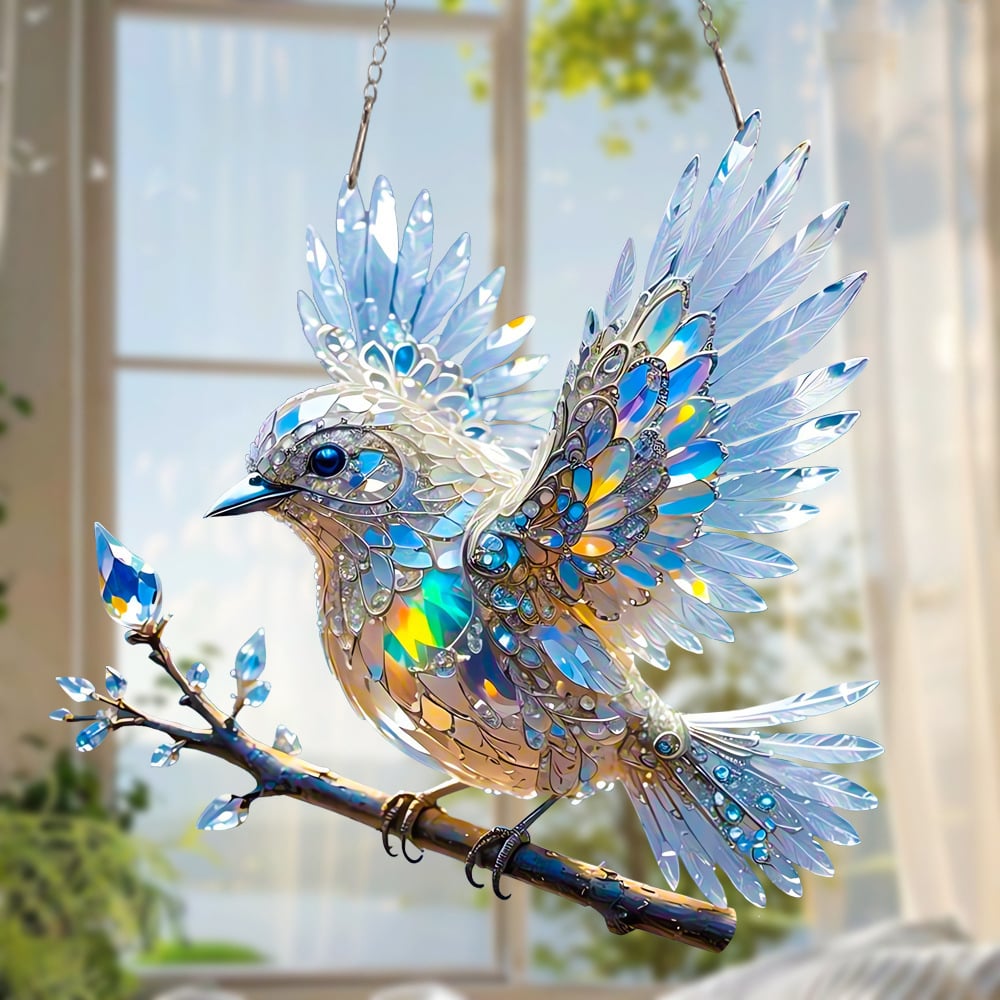 🐦✨Acrylic Sky Bluebird Stained Art Ornament
