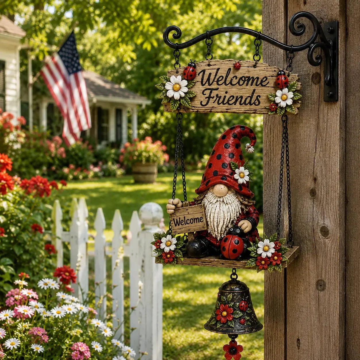 🔥Rustic Garden Gnome Bell Outdoor Decor 🐞🌼