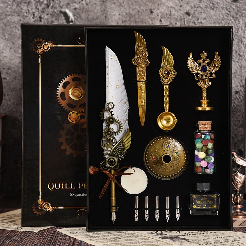 (🎄Early Christmas Sale - Save 49% OFF & Buy 2 Free shipping)  Steampunk Quill Pen Set with Ink Set
