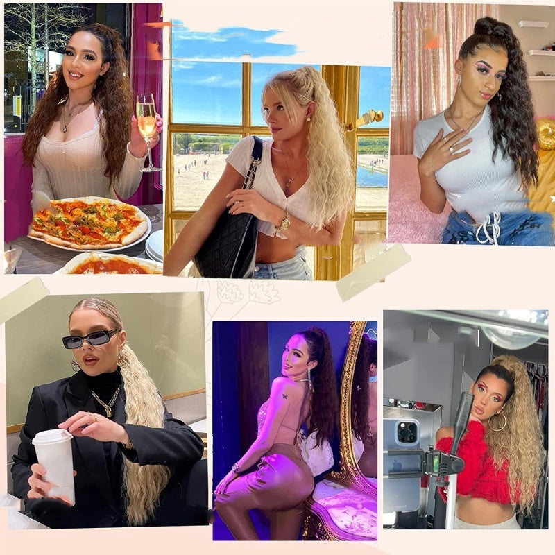 💜Curly Wavy Frizzy Hair Extension with Ponytail🔥