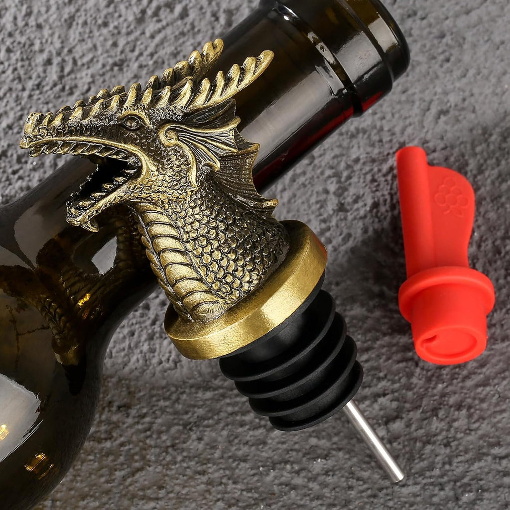 Dragon Head Wine Pourer & Bottle Stopper Set