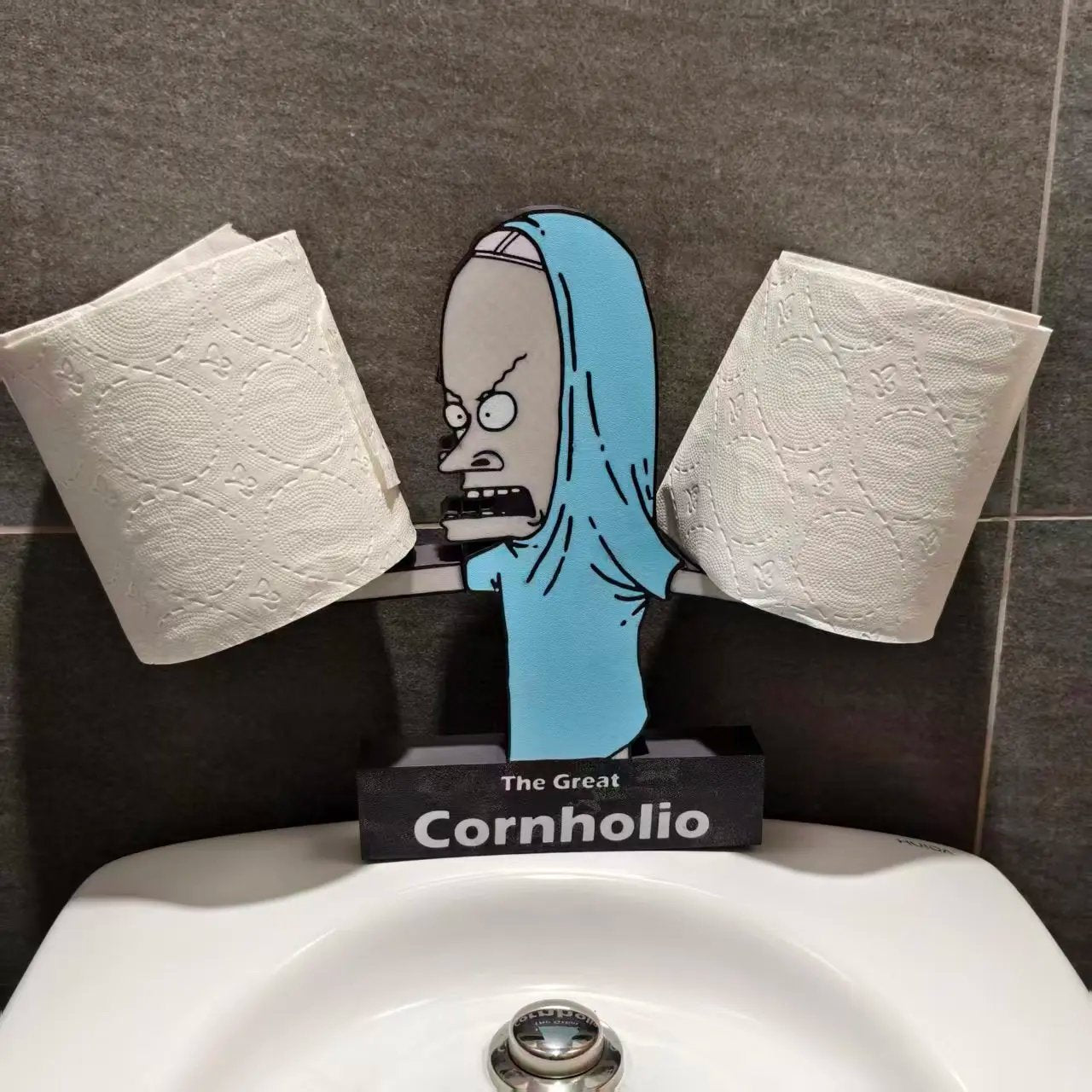 Cornholio TP Holder for Bathroom Decor, 90s Pop Culture Beavis and Butt-Head